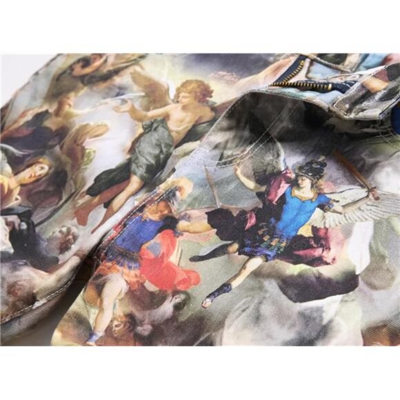 Men's Casual Printed Slim Fit Jeans Skinny Denim Pants - Picture 3 of 7